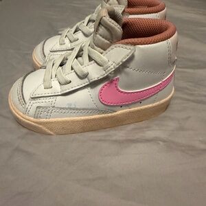 Nike Baby White and Pink High-Top Sneakers